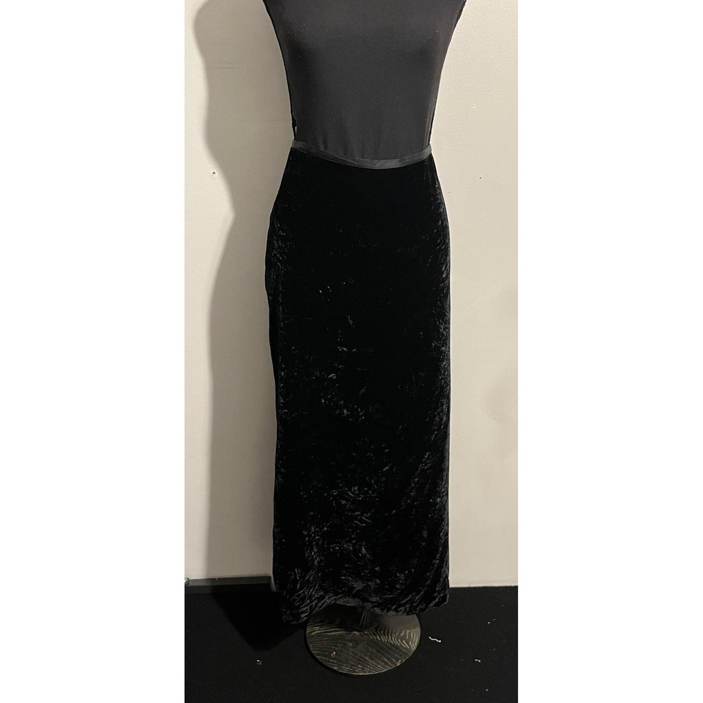 Venezia Jeans Skirt‎ Womens 14/16 Black Crushed Velvet Maxi Pull On Silk Blend